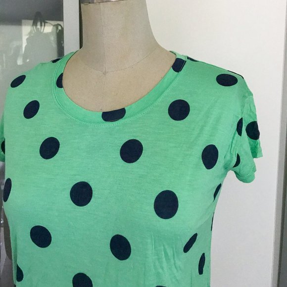NWOT Madewell green and navy dot tee XS - Picture 2 of 4